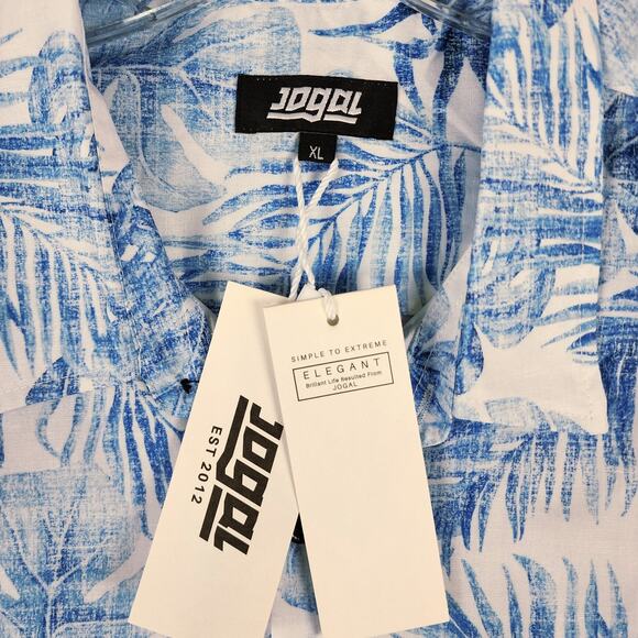 Jogal Men's Short Sleeve Shirt NEW Blue Tropical Button Up XL - Picture 11 of 11